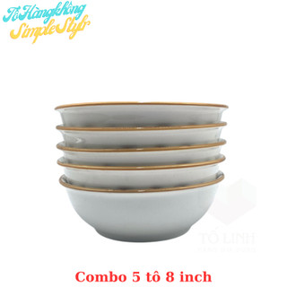 Combo 5 tô hàng không gốm sứ cao cấp, tô hàng không gốm sứ hoa văn