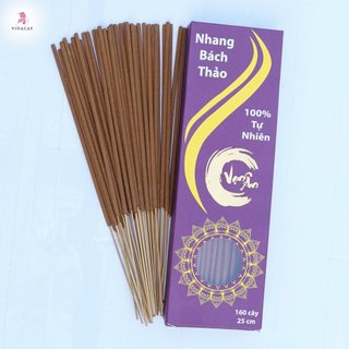 Nhang thảo mộc tự nhiên Vinacay kích thước 38cm hộp 160 cây (Bách thảo)