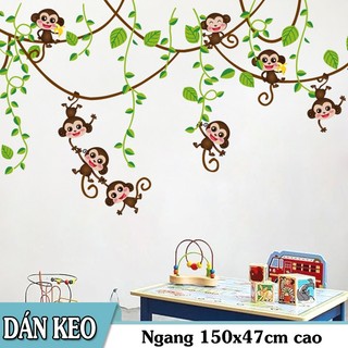 Decal trang trí tường - Những chú khỉ leo trèo dễ thương