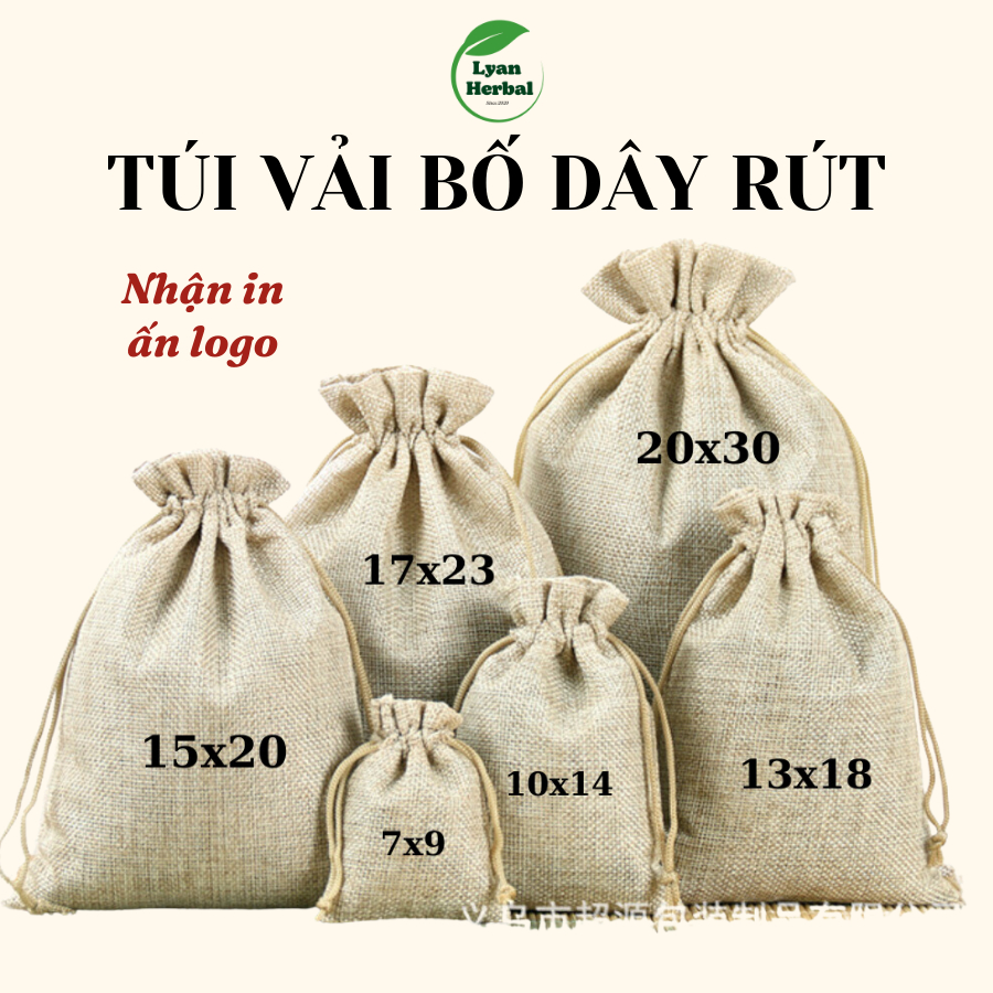 Túi bố dây rút (có size to) làm túi thơm, đựng hạt cà phê, đựng son mỹ phẩm, có nhận in logo