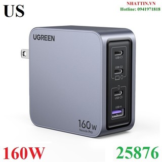 Củ sạc nhanh 4 cổng pd 3.1 gan nexode pro 160w pps cắm tường ugreen 25876 x763 cao cấp