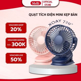 Quạt Tích Điện Mini Kẹp Bàn Melli, Quạt Mini Tích Điện Để Bàn Cực Mát, Độ Kẹp Chắc Chắn Cho Dân Văn Phòng