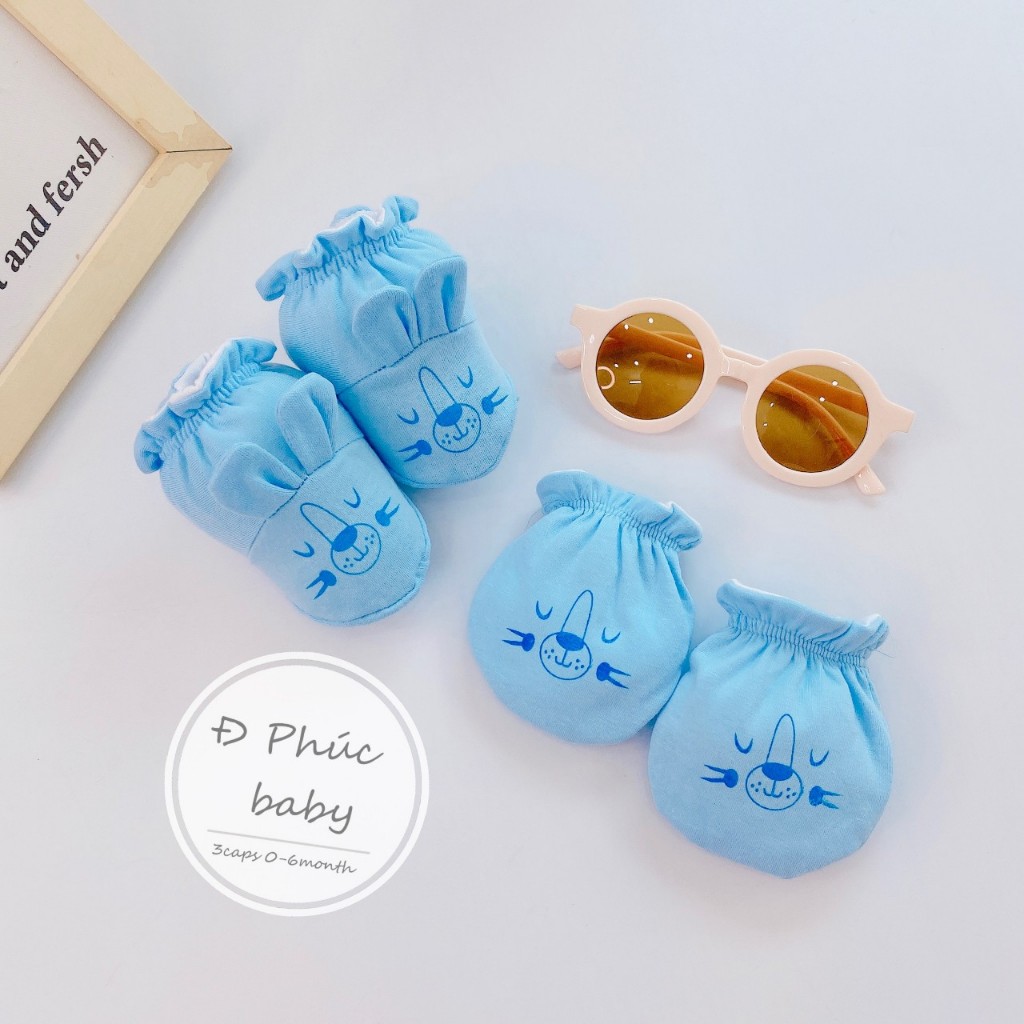 Bao tay chân cho bé sơ sinh vớ trẻ em dây rút baby Minh Hoàng cotton đơn màu 2X MART