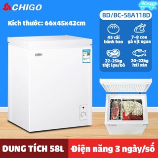   BH Chính hãng 3 năm Tủ Đông thương hiệu CHIGO nội địa - tủ lạnh Trữ sữa thực phẩm siêu tiết kiệm điện 