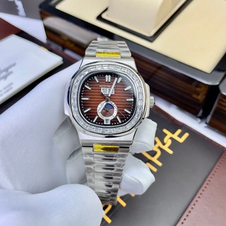Đồng hồ nam patek philippe nautilus pa535 case 40mm trắng viền đá dài máy cơ automatic nhật