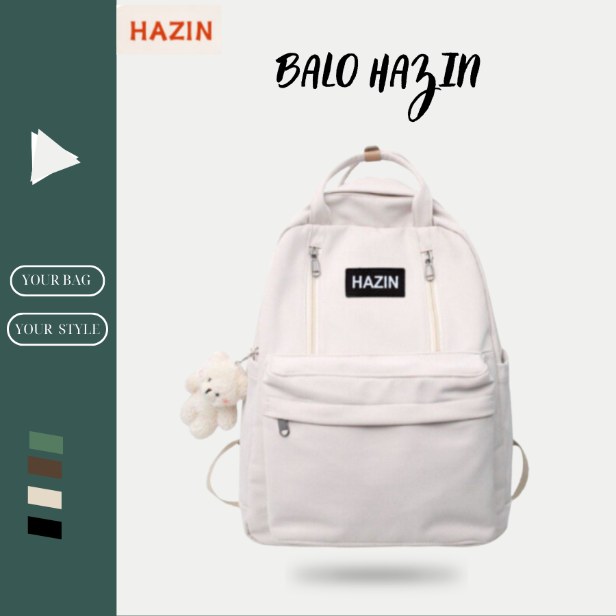 Balo thời trang HAZIN nam nữ đựng vừa laptop 15.6inch cặp đi học chống thấm thêu gấu phong cách Hàn Quốc