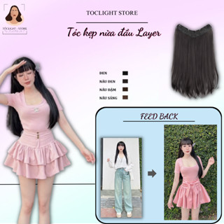 (Giá Rẻ) Tóc giả Layer ngắn ngang vai cụp 45cm 60cm- Kẹp tóc giả Xoăn lơi nửa đầu dài dành cho nữ - 37