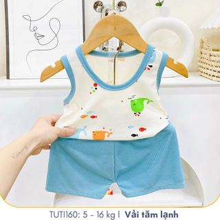Đồ bộ ba lỗ nhiều màu kết hợp nhiều họa tiết đáng yêu cho bé mặc ngày hè thoáng mát, Đồ bộ mặc nhà cho bé, TUTI BABY160