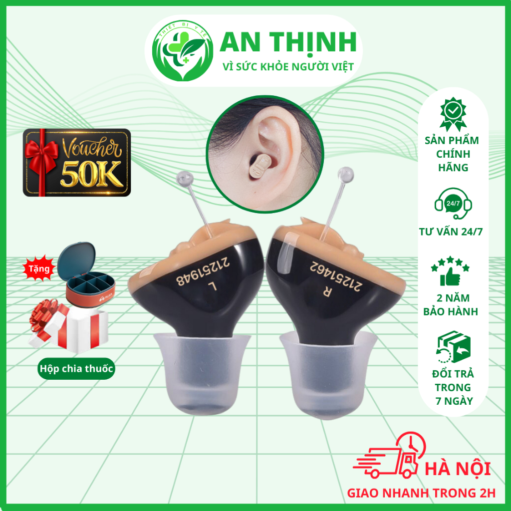 Máy trợ thính không dây siêu nhỏ GOODMI GM-910 [BẢO HÀNH 24 THÁNG] Tai nghe trợ thính tự động xử lý 