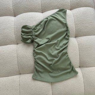 Áo EP Thun Gân Lệch Vai Nhún KAMI