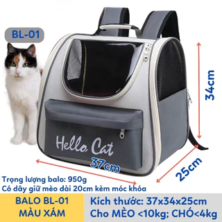 Balo Hello cat pro cho chó mèo có cửa hông, chống nước, nhiều màu sắc - Mã 5021 - H2 Store.