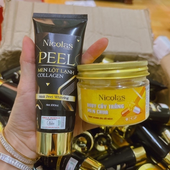 Combo Kem Peel Lột Lạnh Nicolas và Kem Body Cấy Trắng Men Chua Nicolas Chính Hãng