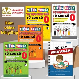 Bộ Sách Tự Học Tiếng Trung Giao Tiếp Từ Con Số 0 gồm 4 tập tặng kèm Sổ Tay Ngữ Pháp và vídeo bài giảng