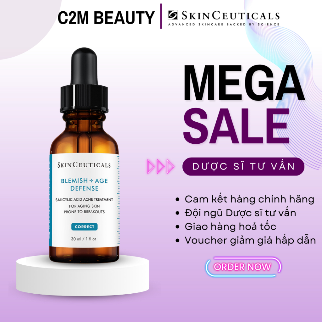 [hàng công ty] serum giảm mụn skinceuticals blemish + age defense acne treatment 30ml (Pháp)