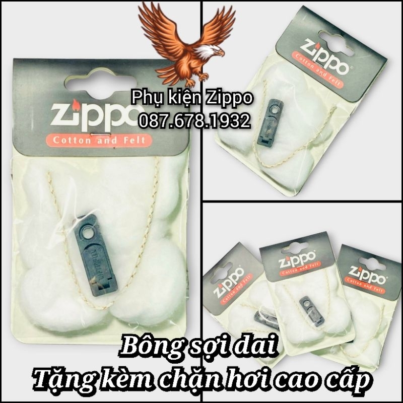 [Phụ kiện Zippo] Bông Zippo nhập khẩu tặng kèm chặn hơi nhựa