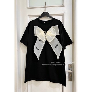 Đầm đen babydoll tay lỡ phối nơ to voan tơ dáng ngắn, đầm tiểu thư đính nơ đi chơi dễ thương