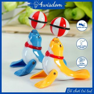 Đồ chơi hải cẩu xoay quả bóng vui nhộn cho bé 4wisdom, hải cẩu vặn cót biểu diễn xiếc