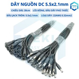  Dây Nguồn DC Đầu Jack Đực Cái 5.5x2.1mm Dài 30cm Lõi Đồng Đầu Dây Phủ Thiếc Loại Dây 22AWG 0.32mm2 TEKI 