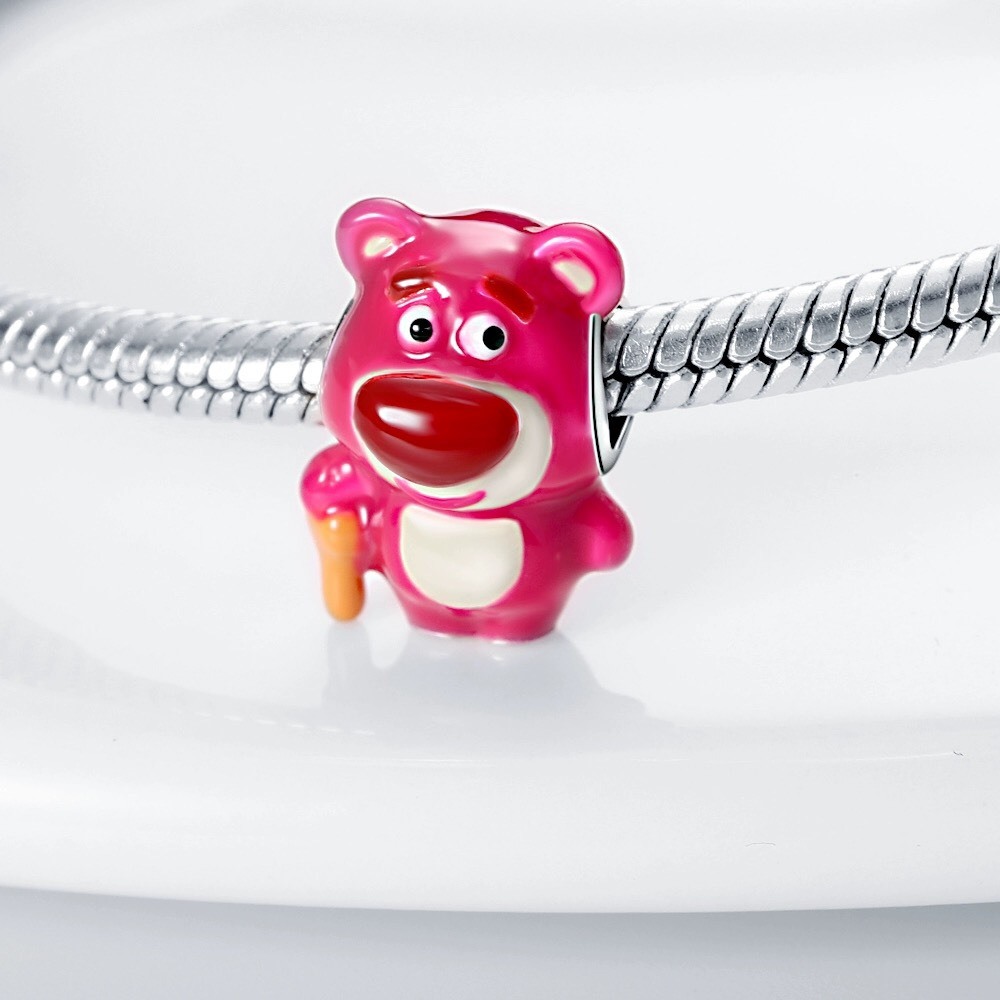 Charm Bạc Gấu Lotso dễ thương - Charm Chuẩn Bạc S925