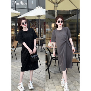 Váy cotton nhũ xoắn eo hottrend hàng QC freesize