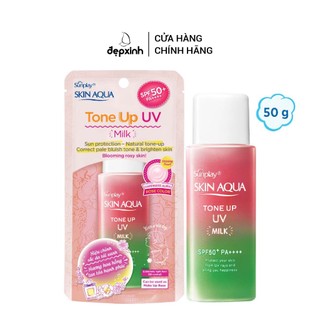 Sữa chống nắng nâng tông dành cho da dầu/hỗn hợp Tone Up UV Milk Happiness Aura (Rose) SPF 50+ PA++++ 50g