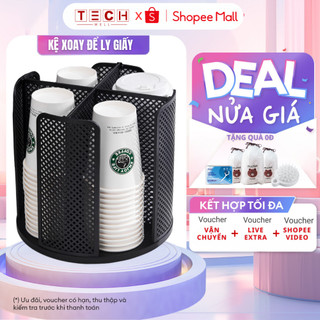 Kệ Để Cốc, Ly Nhựa, Xoay Tròn 360 Độ Đa Năng Nhựa ABS Cao Cấp TECHWELL Kể Gia Vị Đa Năng