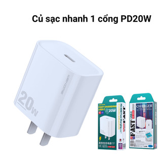 Bộ sạc nhanh WEKOME U127 cổng Type C 20W sạc cho mọi dòng điện thoại Samsung Oppo LG Iphone tiện lợi và nhanh chóng