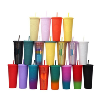 Ly Đính Đá Kim Cương Lấp Lánh 2 Lớp Cách Nhiệt Cao Cấp Dung Tích 720ml Kèm Ống Hút