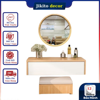 Bàn kệ trang điểm treo tường có hộc kéo tích hợp Tab đầu giường, kệ trang điểm gỗ treo tường thương hiệu JIKITO - JT291