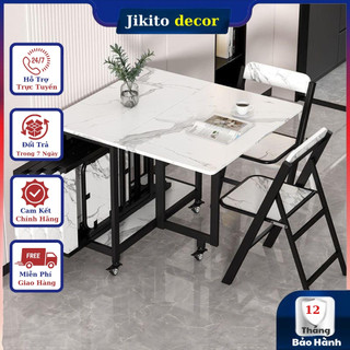 Bộ bàn ăn gấp gọn thông minh có bánh xe dễ dàng di chuyển, bàn ăn gấp gọn thương hiệu JIKITO JT608