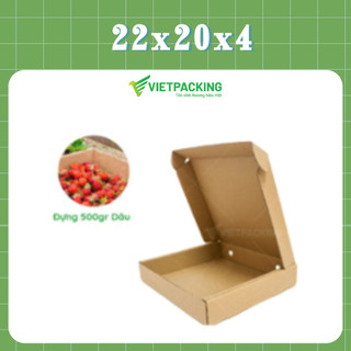 22x20x4 Combo 50 hộp carton đựng dâu tây 500 gram tiện lợi, thiết kế tiện lợi hộp cứng cáp