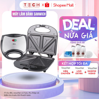 Máy Nướng Bánh Mì Sandwich Tiện Ích Công suất 750W Chống Dính 2 Mặt Nóng Đều Nhanh GODWELL