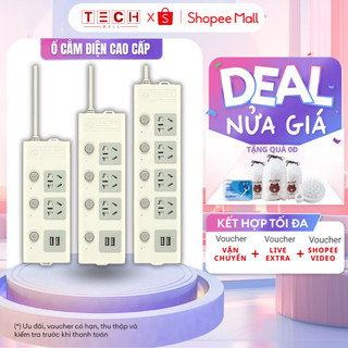 Ổ Cắm Điện Đa Năng Kèm Cổng USB Chống Giật Chịu Tải 2500W Dây Dài 4m GODWELL