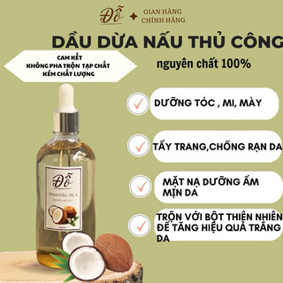 100ml dầu dừa làm đẹp nguyên chất đậm đặc tự nấu, giảm rạn da, dưỡng tóc, mi, môi,mày, dưỡng ẩm da( mùi cực thơm)