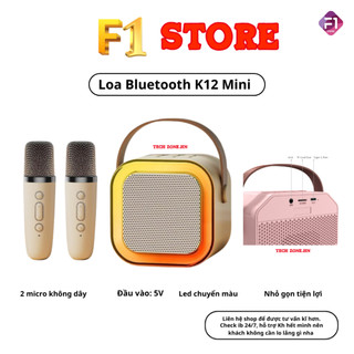 Loa bluetooth K12 Không Dây mini Kèm 2 Micro Thiết Kế Nhỏ Gọn Tiện Dụng Có Thể Thay Đổi Giọng, Dễ Sử Dụng DC26 F1 STORE