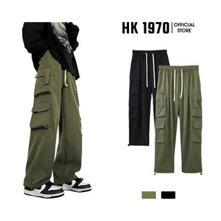 Quần ống rộng dáng suông, quần túi hộp nam nữ nhiều túi vải kaki bo chun phong cách Hàn HK1970 Q089