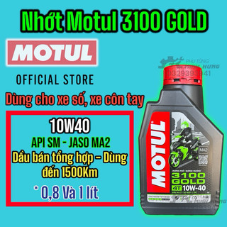 Dầu nhớt xe số MOTUL 3100 GOLD 4T 10W40 SM/SL MA2 800ml & 1 Lít Bán tổng hợp