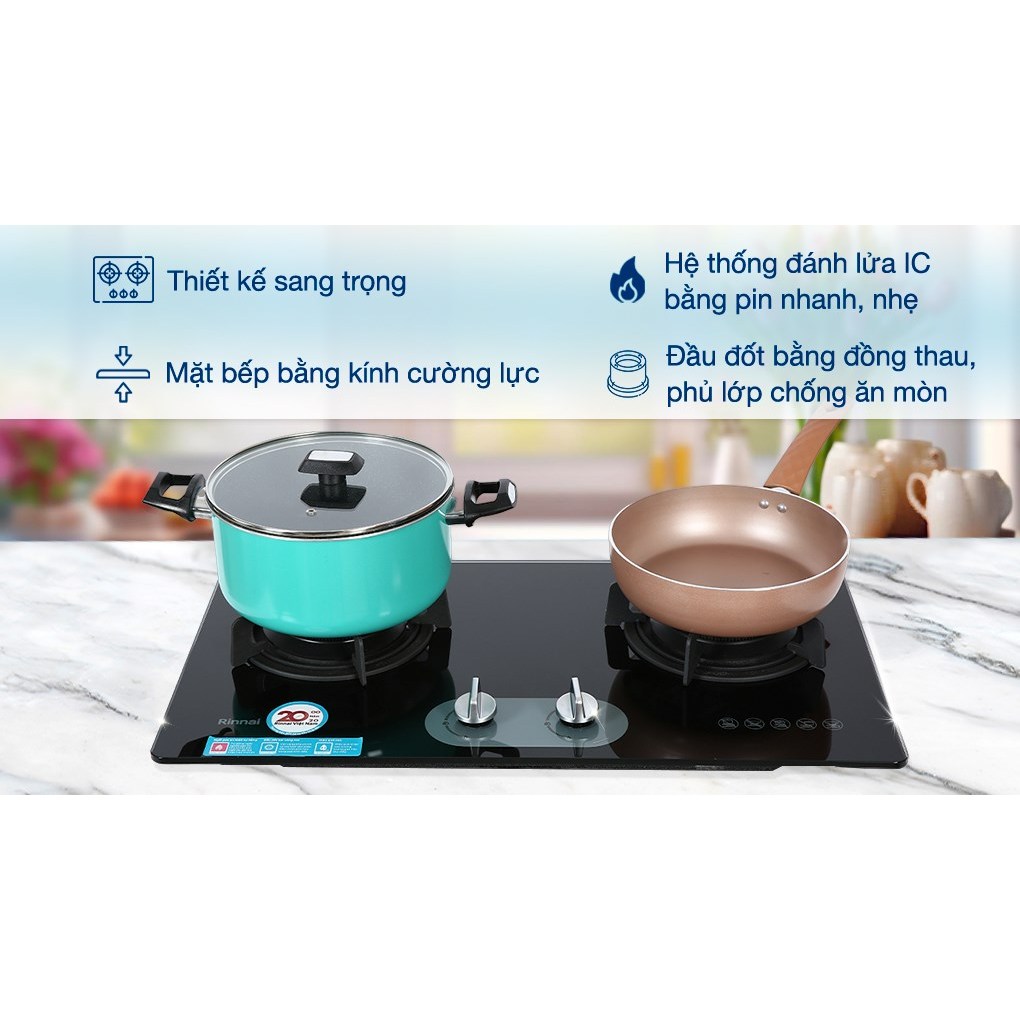 Bếp ga âm Rinnai RVB-220G(BG) hàng chính hãng 100% trưng bầy như mới mới 98 99%