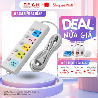Ổ Cắm Điện Đa Năng Thông Minh Ổ Điện 6 Lỗ Có Kèm Cổng Sạc USB Có Chốt An Toàn Dây Dài 1,8M 3M 4.1M GODWELL