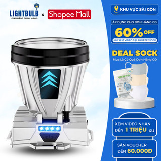 Đèn Pin Đội Đầu Lightbulb Siêu Sáng Sạc Pin 2in1 Kiêm Sạc Dự Phòng Chống Nước Cổng Sạc UBS/TYPE-C, Bảo Hành 12 Tháng