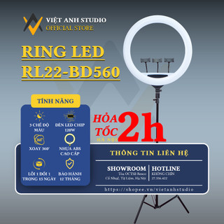 Bộ đèn Livestream 56cm RL22-BD-560 cao cấp Livestream, Studio, Spa, Makeup, Quay phim, Chụp ảnh chuyên nghiệp nhập khẩu