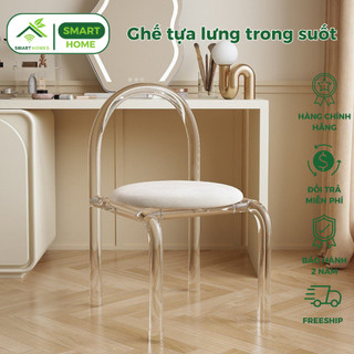 Ghế tựa lưng acrylic trong suốt cao cấp, Crystal Chair - decor phòng khách phòng ngủ ghế chụp ảnh,đôn ghế bàn trang điểm