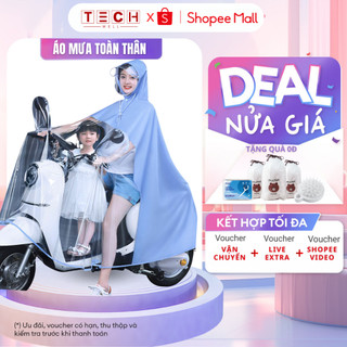 Áo mưa cánh rơi nửa trước trong suốt cho Mẹ và Bé che phủ toàn thân, kèm kính chắn mưa GODWELL