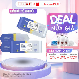 Khăn giấy ướt lau bếp đa năng gói 80 tờ lau siêu sạch chứa Vitamin E không kích ứng da GODWELL