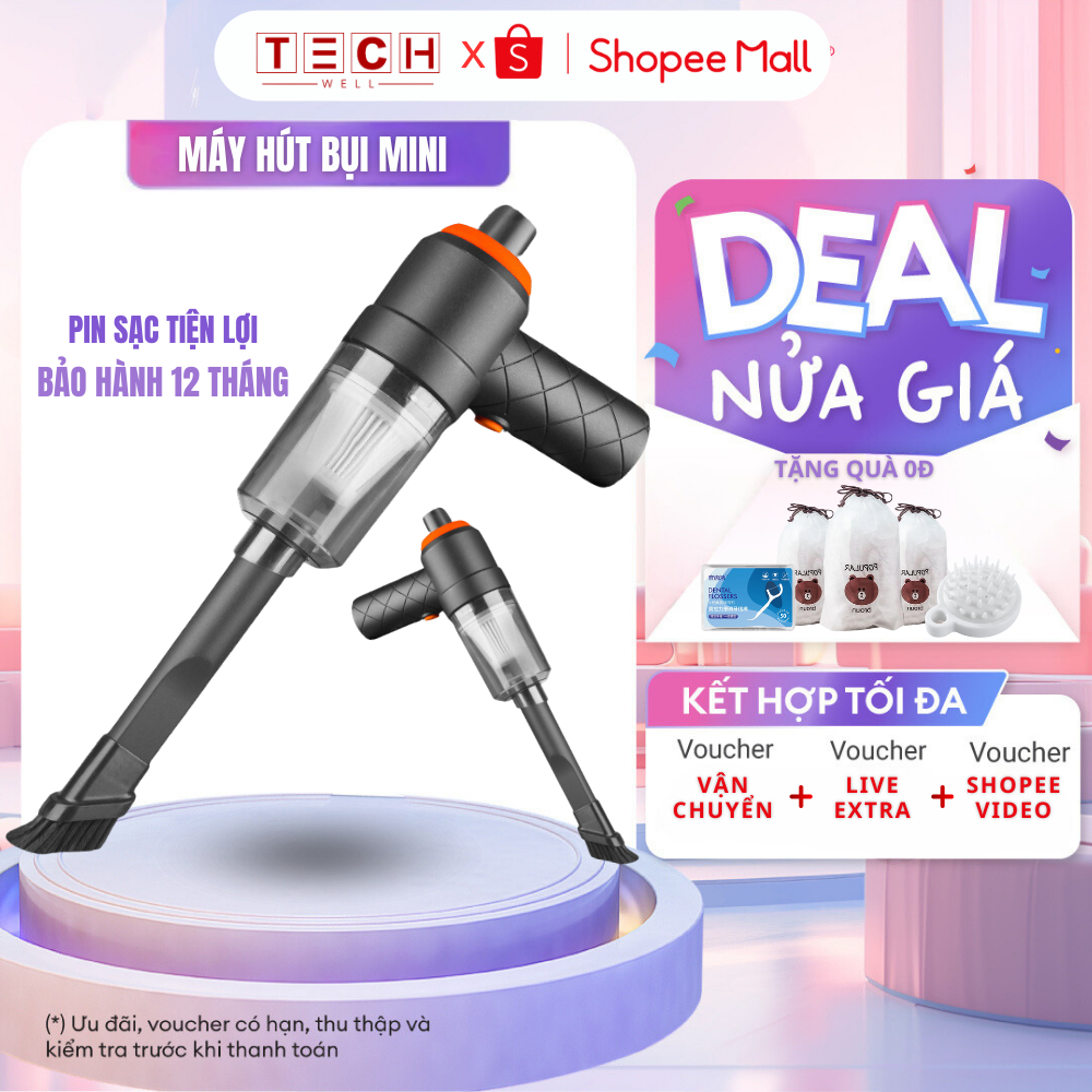 Máy Hút Bụi Cầm Tay Không Dây Kiểu Đứng Lực Hút Mạnh 6000mPA Công Suất 60W GODWELL _MHB02