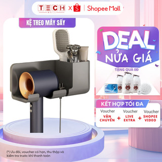 Giá treo máy sấy tóc dán tường nhà tắm kệ treo máy sấy, để đồ phòng tắm đa năng tiện lợi GODWELL
