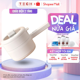 Nồi Lẩu Điện Đa Năng Mini Kèm Xửng Hấp Dung Tích 2L Có Tay Cầm Dài Chống Dính GODWELL