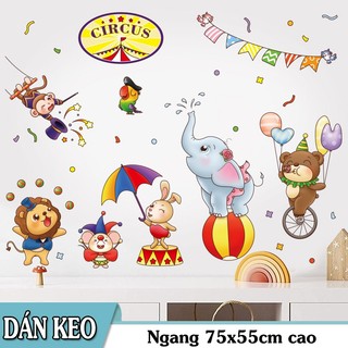 Decal trang trí tường - Những chú thú xiếc dễ thương