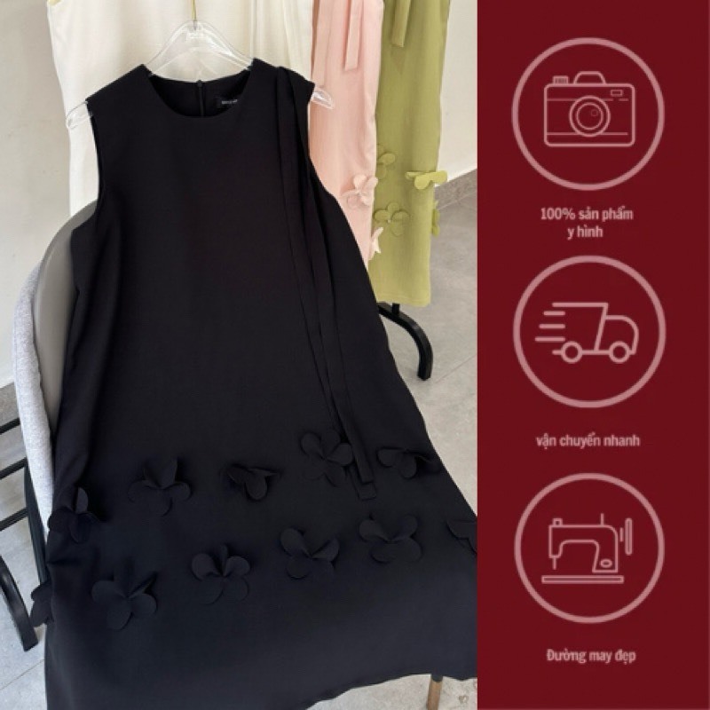 GINKO CLOTHING_Váy chữ A hoa nơ vai_VGC2313