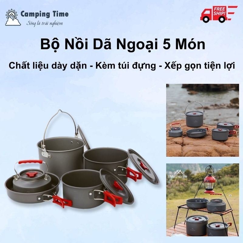 Bộ Nồi Dã Ngoại Gấp Gọn Tiện Lợi Moutainhiker Đầy Đủ Dụng Cụ Nồi Dã Ngoại Cắm Trại Du Lịch Chống Dính Bền Đẹp NA72